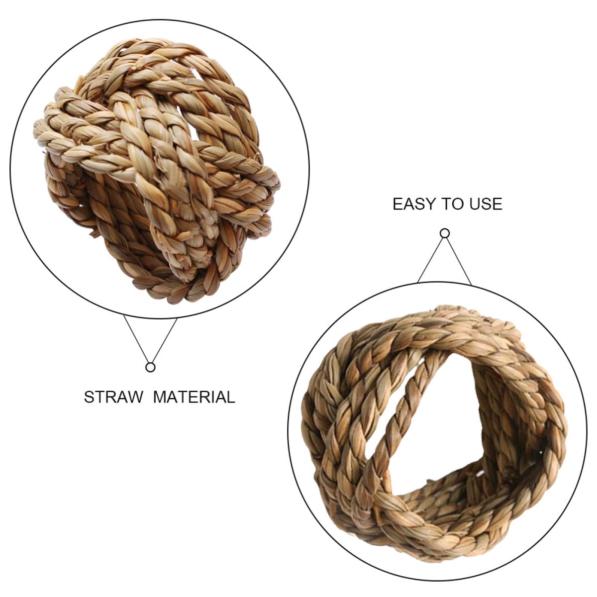 Homoyoyo Lot de 6 Ronds de Serviette Tissés Rustiques en Paille Naturelle Décoration de Table à Manger Campagnarde Accessoires de Table pour Dîner Mariage et Réception