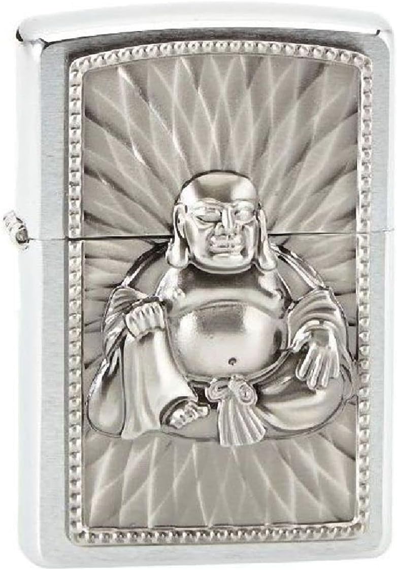 ZIPPO Windproof Lighter | Long Lasting ZIPPO Lighter | Use ZIPPO Lighter Fluid| Refillable Lighter | for Cigarettes Cigars Candles | Pocket Lighter Fire Starter | Buddha Emblem with 108 Pearls