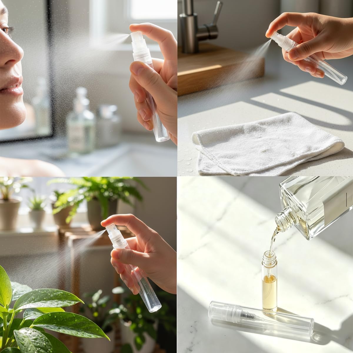25Pcs Mini Spray Bottle 5ml Refillable Plastic Perfume Atomizer Fine Mist Travel Bottle Empty for Perfume Essential Oil and Cologne
