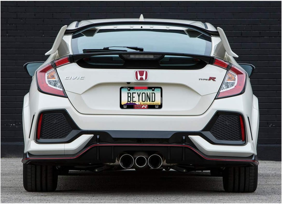 iPick Image Made for Honda Civic Type R Red Racing Stripe Black Metal License Plate Frame