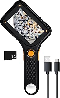 Tragbares 500-faches digitales Mikroskop mit 7,6 cm IPS-Bildschirm, 8 LED-Leuchten, Autofokus, 2-MP-Kamera, wiederaufladbare Handlupe mit TF-Karten-Unterstützung, kompatibel mit Windows/Mac für Münzen