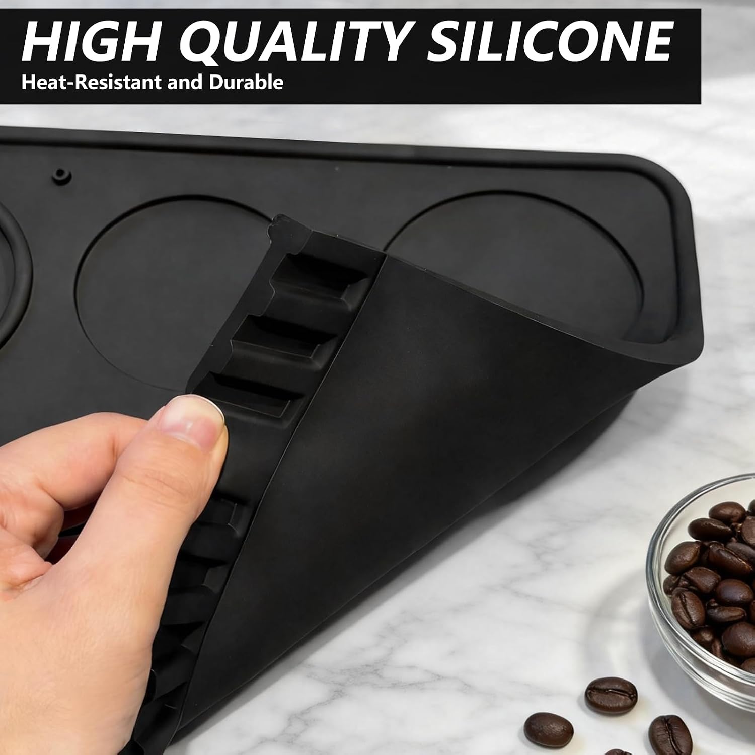 Espresso Tamping Mat, Food Grade Silicone Coffee Tamper Mat, 10.43Inch X 7.48Inch Portafilter Mat For Baristas, Waterproof and Heat Resistant Tamp Station (Black) image 5