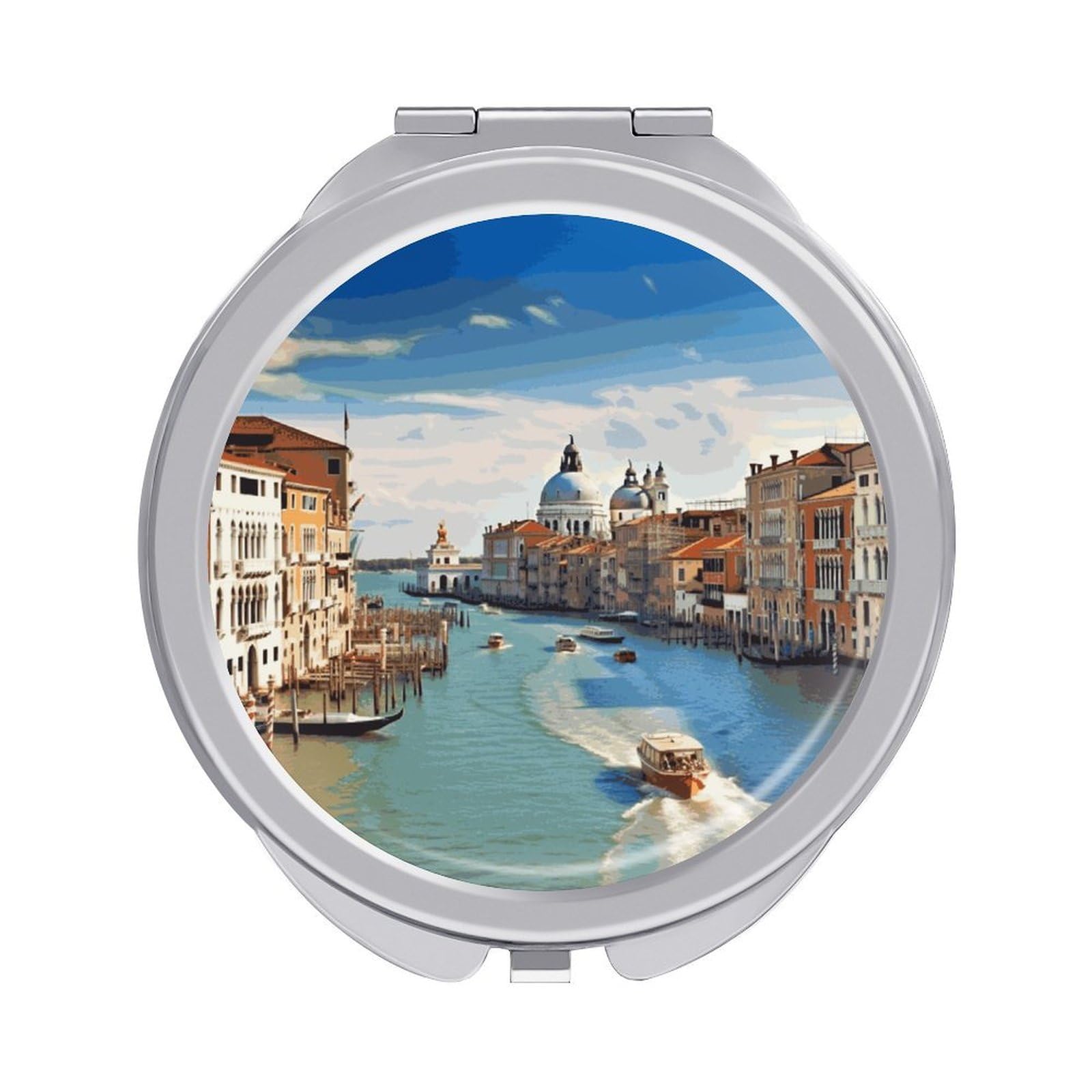 JTREHY Grand Canal in Italy Makeup Mirror Portable Folding Mirror Compact Travel Mirrors 2-Sided Round Pocket Mirrors Cute Handheld Beauty Mirror for Handbag Purse for Women Gift