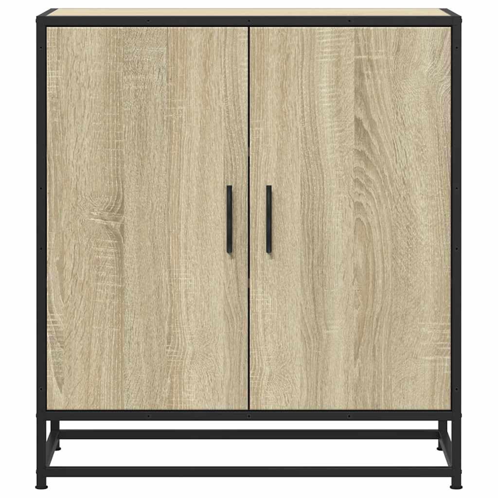 Générique Sonoma Dąb Buffet 68x35x76 cm Drewno inżynieryjne Metal | 3 półki do przechowywania, szafka do jadalni, praktyczne uchwyty, stabilne metalowe nóżki