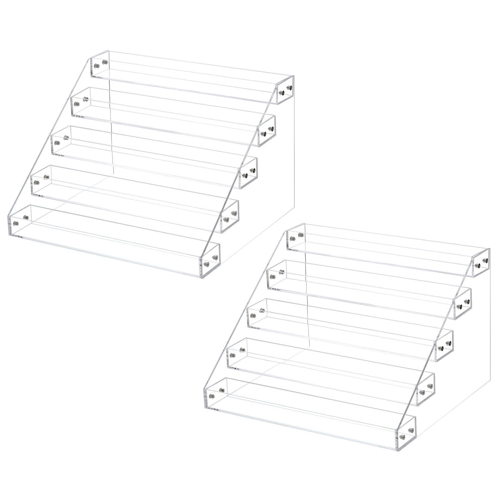 QUARKZMAN 2 Set Acrilico Portaspezie 5 Livelli Portaspezie Cassetto Organizzatore Scaffale Condimento Portabarattoli Adatto per Cucina Piano Lavoro Mobile Dispensa Credenza Trasparente