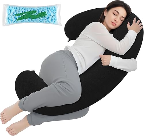 Miniatura 8 de Almohada corporal, almohada larga, almohada corporal de espuma viscoelástica, almohada lateral en forma de C, almohada lumbar larga, 35 x 10