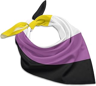 Non-Binary Pride Community Flag Silk Feeling Square Scarf Headscarf for Hair Wrapping and Sleeping Neck Scarves Printed for Women 18
