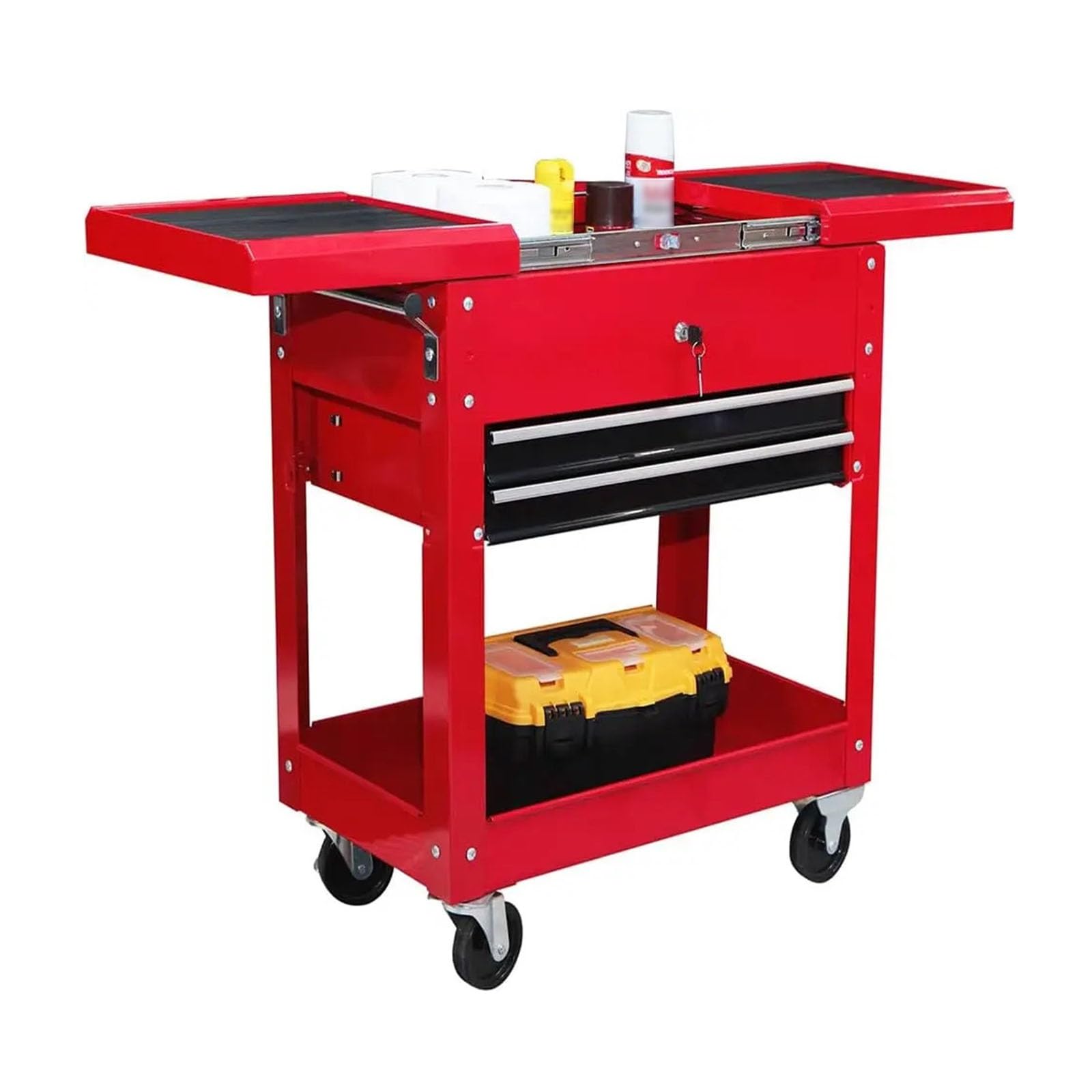 Fzl02068lm One Color Tool Case Rolling Garage Workshop Tool Organizer With Directional Wheels, 2 Drawer Chest Tray With Top Work Surface And Storage Push Cart Storage Solution