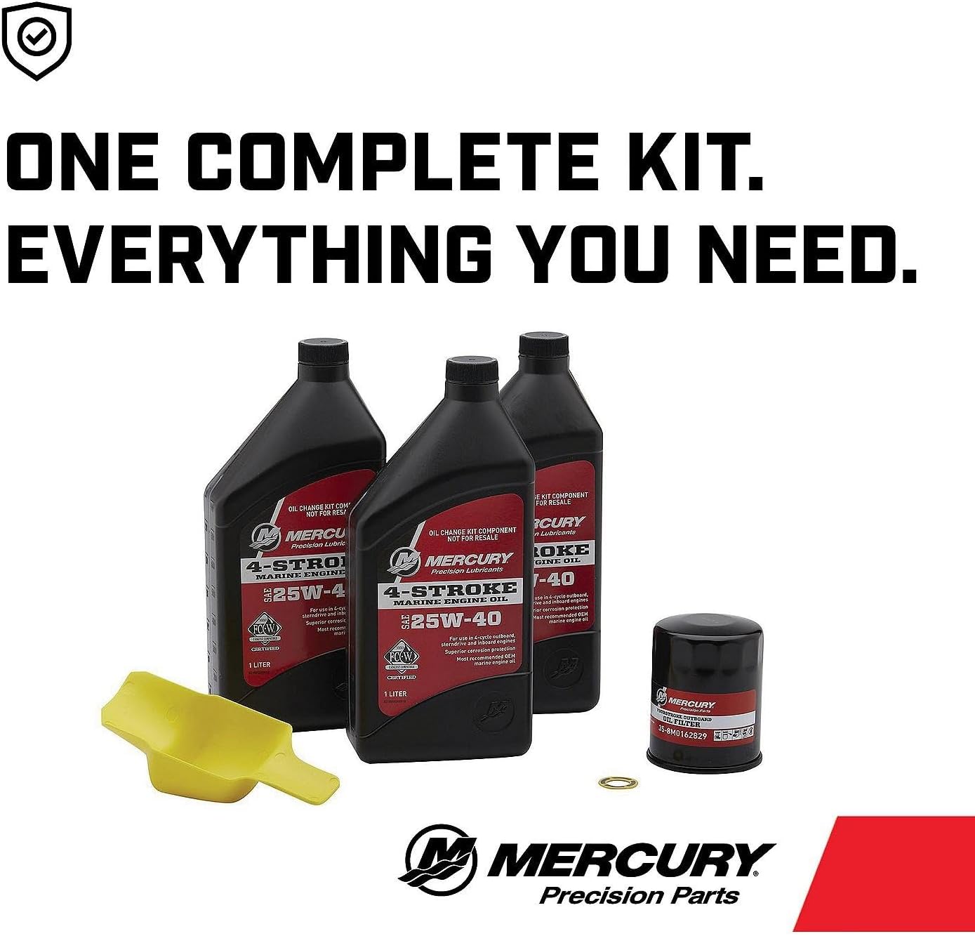 Mercury 8M0081916 25W-40 4-Stroke Outboard Oil Change Kit for Mercury 40/50/60hp EFI Outboards