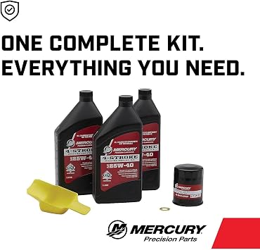 Mercury 8M0081916 25W-40 4-Stroke Outboard Oil Change Kit for Mercury 40/50/60hp EFI Outboards