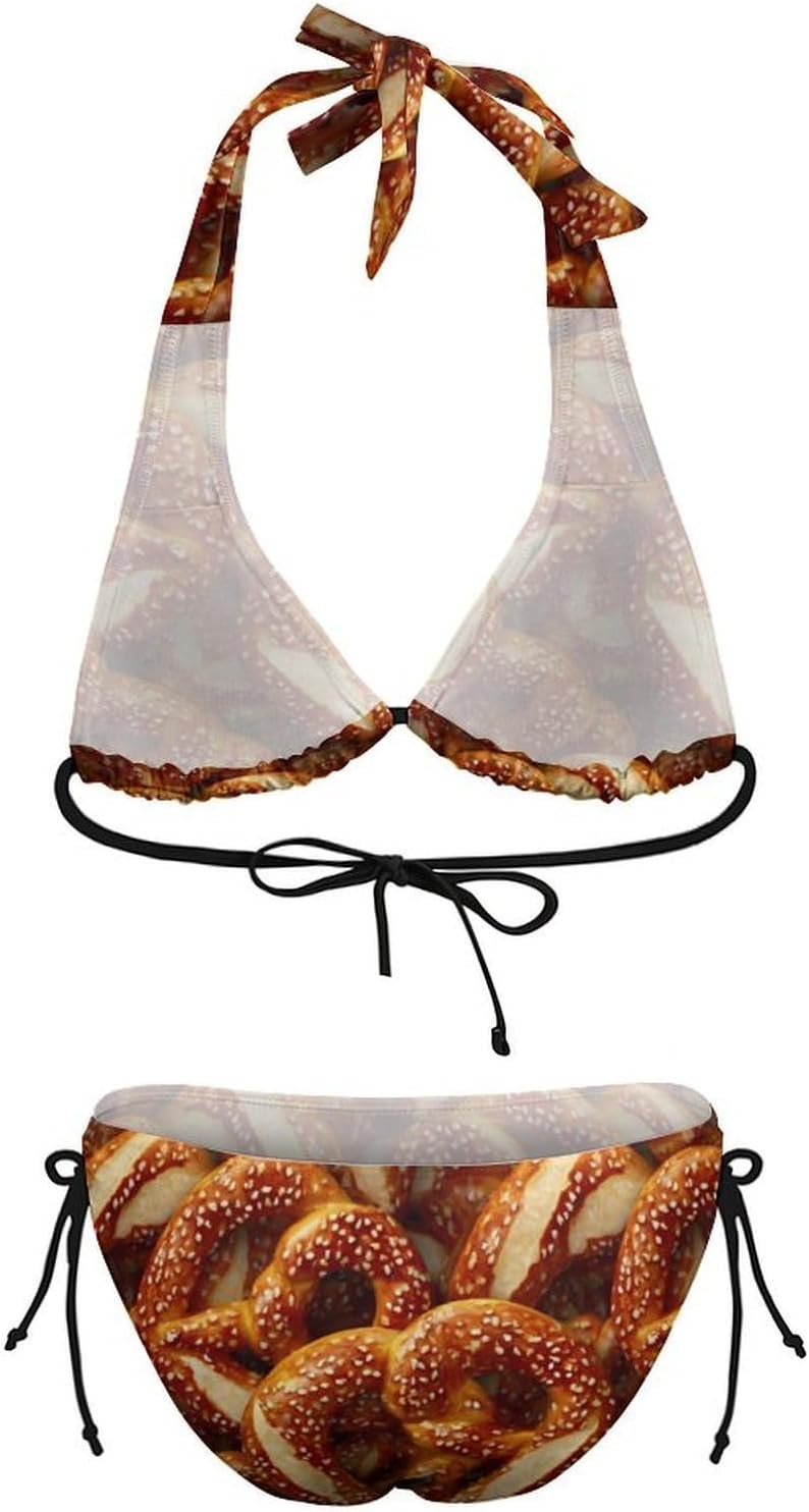 Pretzels Germany Food Novelty Women's 2 Piece String Bikini Set Swimsuits Bathing Suit Swimwear
