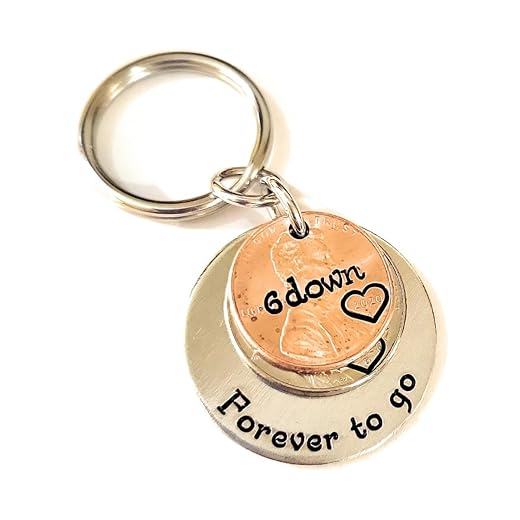 6th Anniversary Gift for Him or Her 6 Down and Forever To Go with 2017 Nickel & Lucky Penny Key Chain