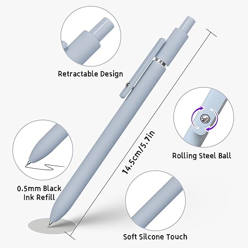 Miniatura 3 de Bolígrafos de gel, 10 bolígrafos de tinta negra de 0.020 in, bolígrafos de escritura suave de punta fina, bolígrafos retráctiles de alta gama para