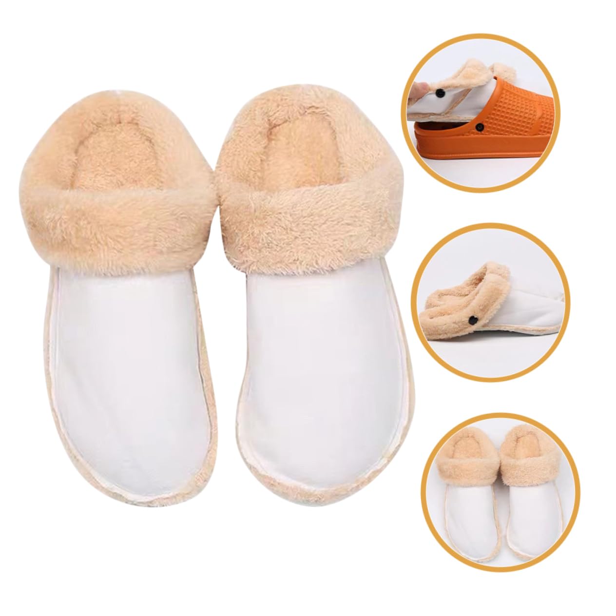 4pares Plantillas De Invierno Fluffy Inserciones Calientes y Desmontables Para Zuecos Aislantes y Cómodas Para Hombres y Mujeres Calzado De Invierno