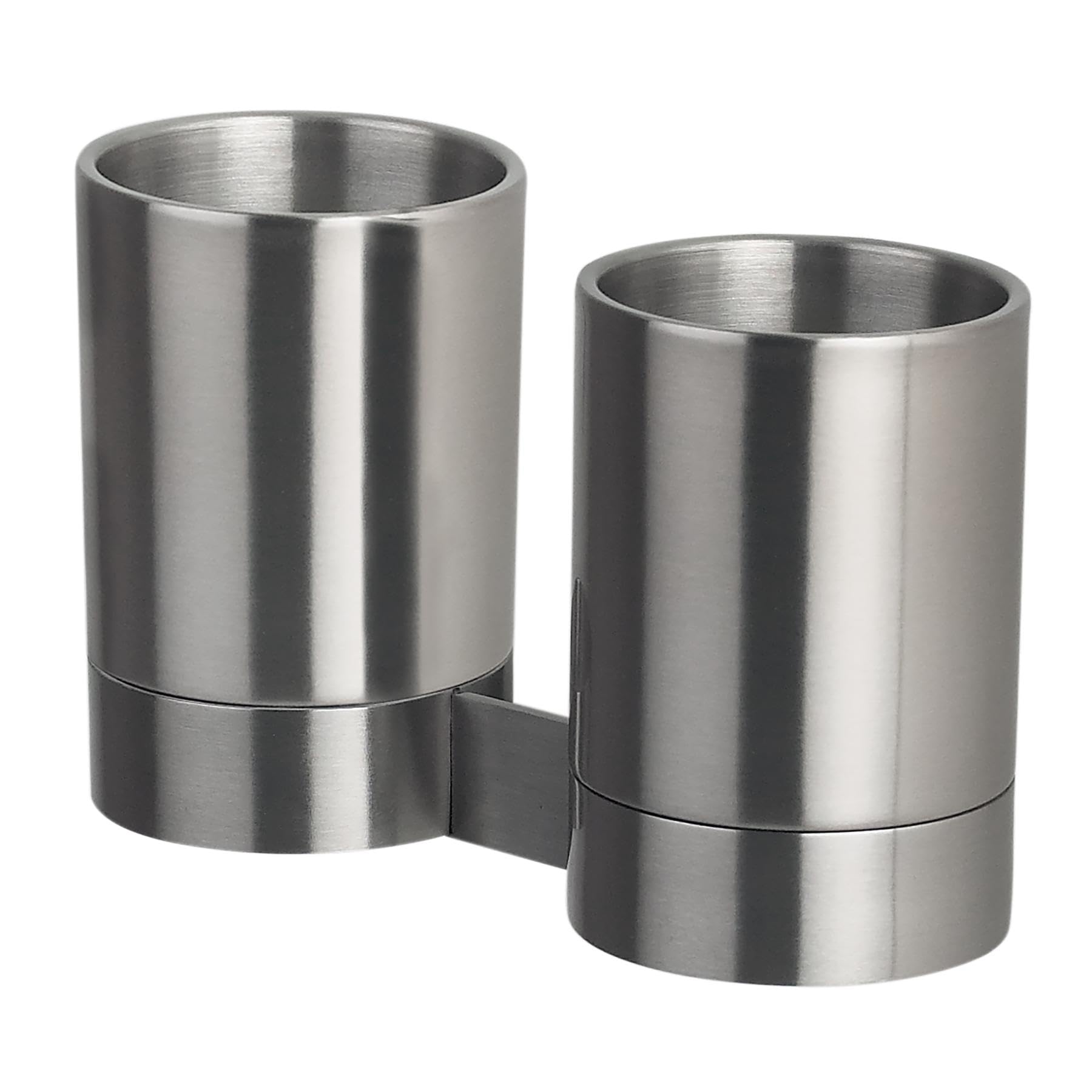 Spirella Double gobelets à Fixer Acier Inoxydable chromé NYO Gris