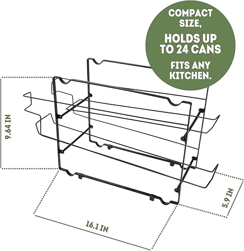 Miniatura 3 de DINEST Paquete de 2 organizadores apilables de latas de soda, dispensador de estante resistente a la corrosión para 24 latas, fácil montaje, gran