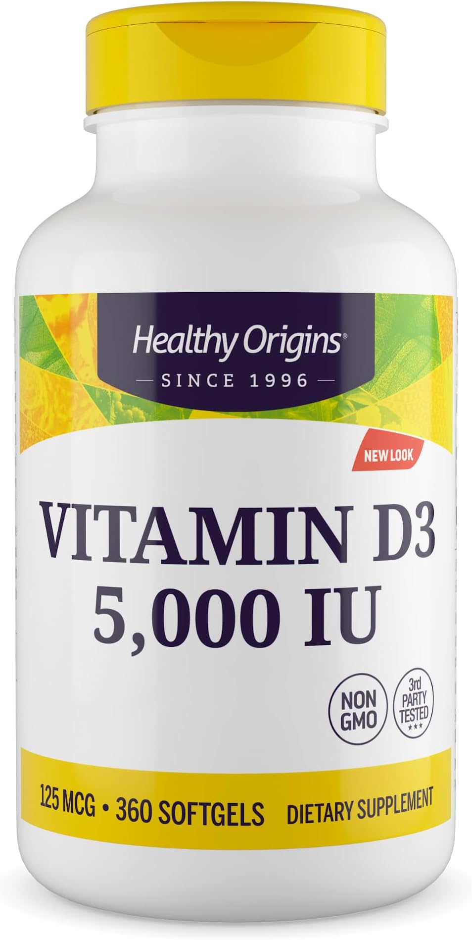 Healthy Origins, Depot Vitamin D3, 125mcg (5,000IU), 1 Capsule Every 5 Days, 360 Softgels, Highly Dosed, Soy Free, Gluten Free, Non-GMO