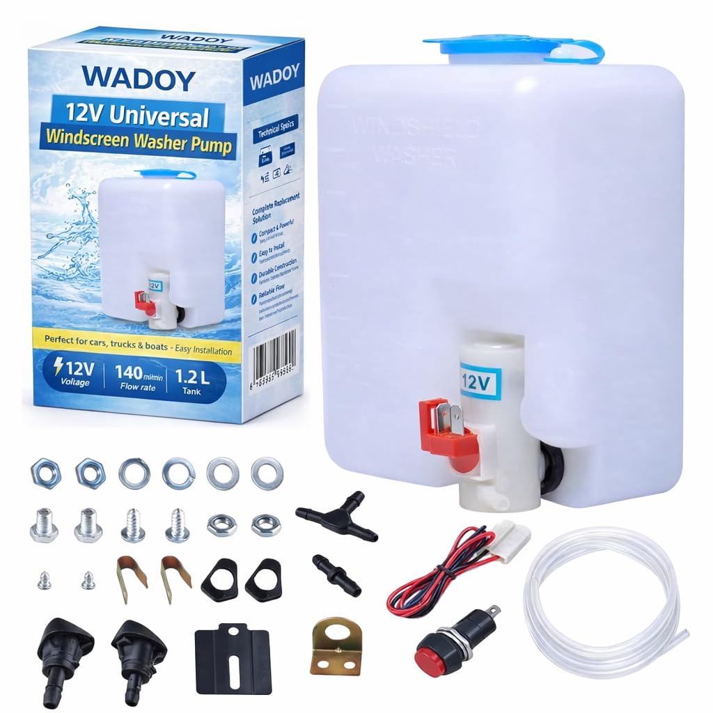Universal Windscreen Washer Bottle Kit W/ 170KPA Pump Jets For 12V Car