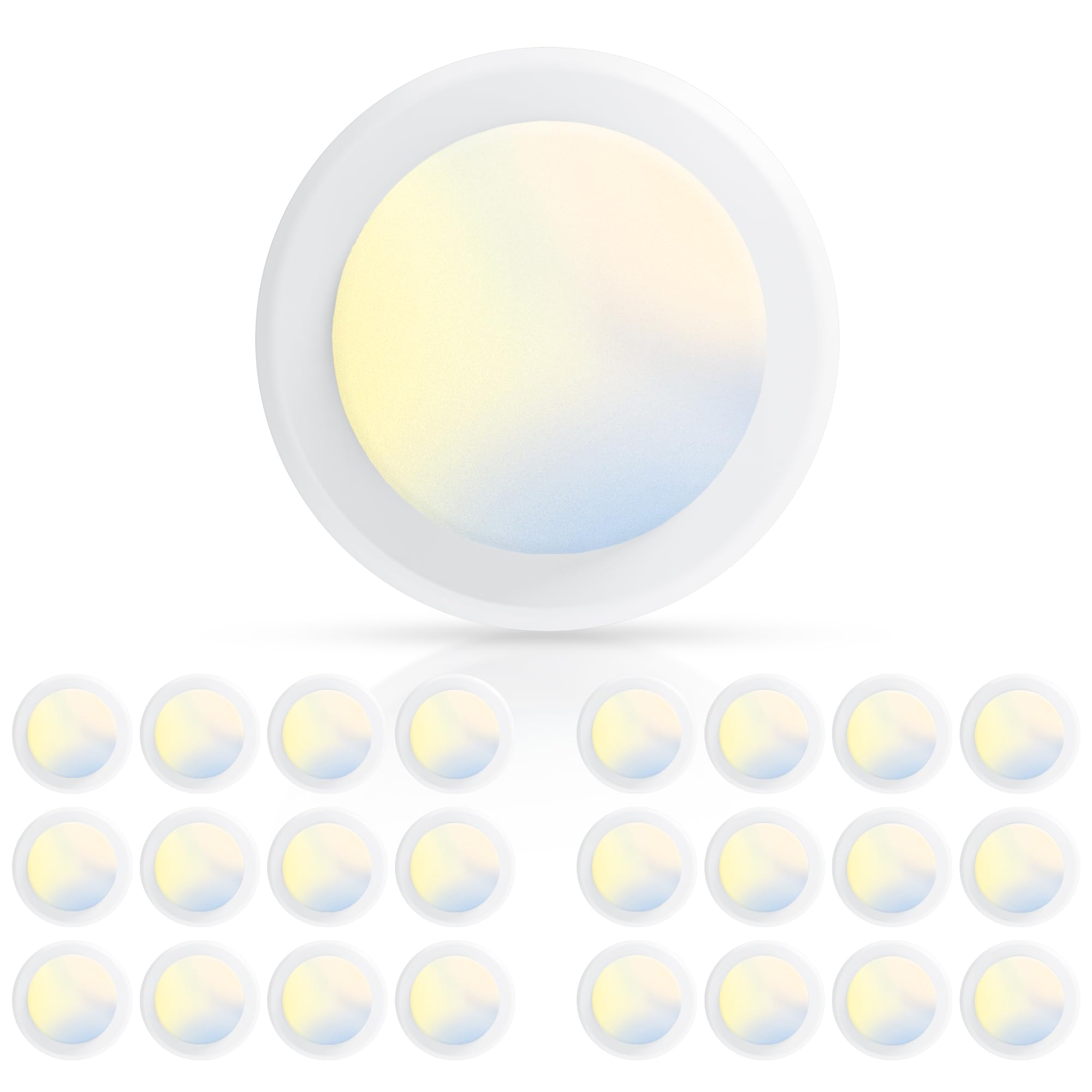 ECOELER Diody LED 5/6 cala, ściemniane podtynkowe oświetlenie sufitowe, 16,5 W, 1000 lm, 5 CCT do wyboru (2700 K-6000 K), oświetlenie sufitowe do szafy, biura, garażu, ETL, 24 szt
