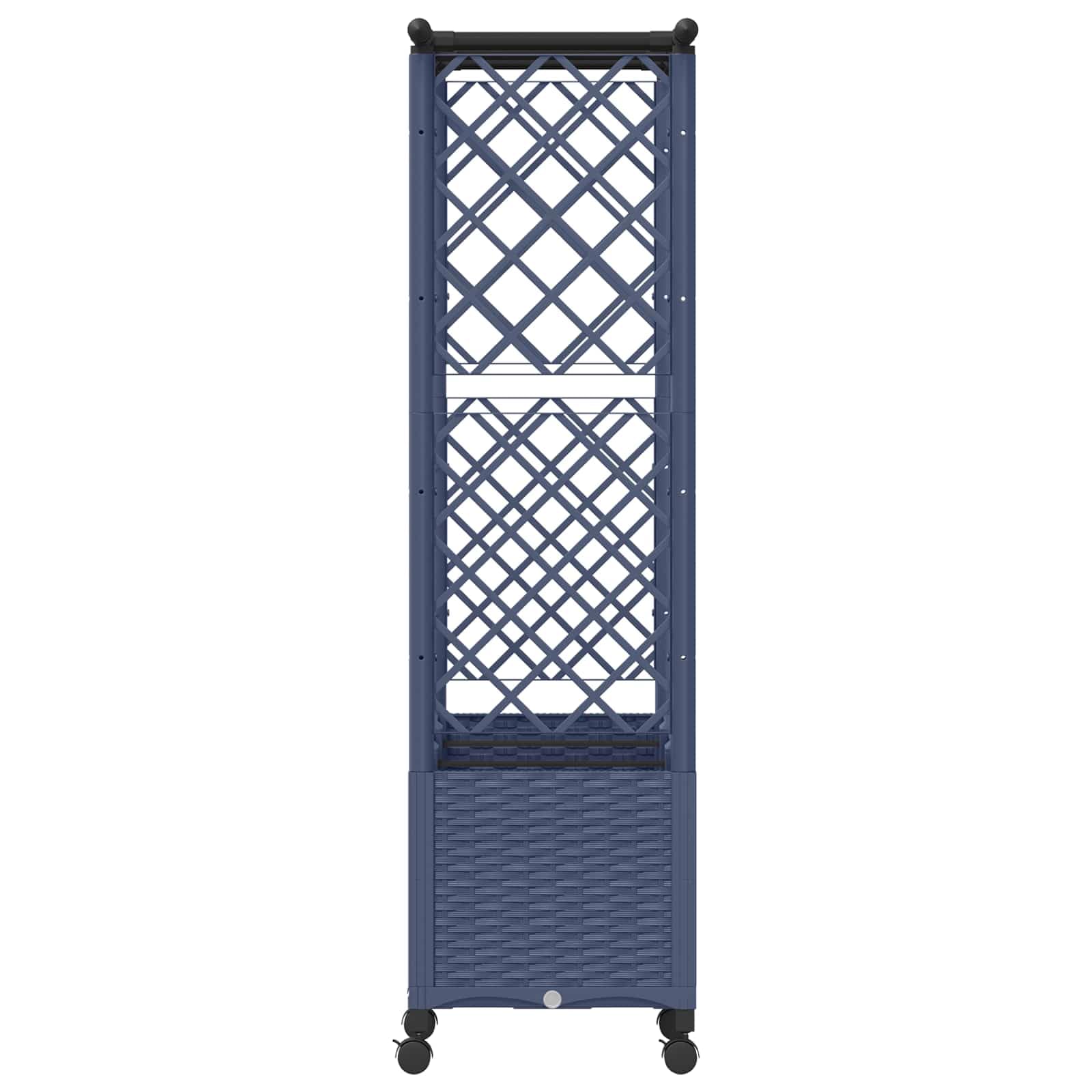 Bancal alto con enrejado y techo, gris, 162,5 x 40 x 142 cm, polipropileno | Jardinera móvil de polipropileno para terraza y balcón, con enrejado resistente a la intemperie y almacenamiento de agua.