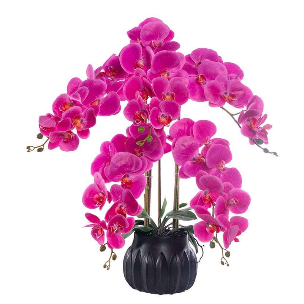 IUokLU Artificial Orchid Flowers,Artificial Orchid Artificial Flower in Pot Artificial Purple Orchid Bonsai,Fake Phalaenopsis Bouquet
