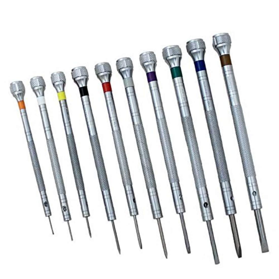 DIY Crafts Micro Precision Screwdriver Set 0.5mm - 2.5mm with Stand Replacement Tips Jewelry Watch Repair Electronics Hardened Tips 35-40 HRC (Pack Of 1 Set, Watch Repair Screwdriver Set)