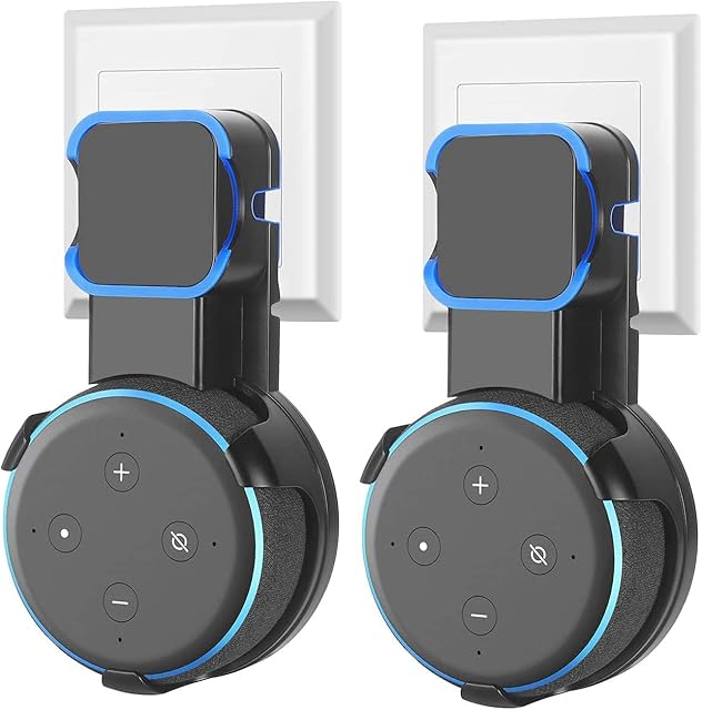 (2 Pack)Echo dot Wall Mount Stand for Dot 3rd Generation, Enhanced Sound Quality, Cable Management without Screws, Dot Holder Accessories Designed(Black)
