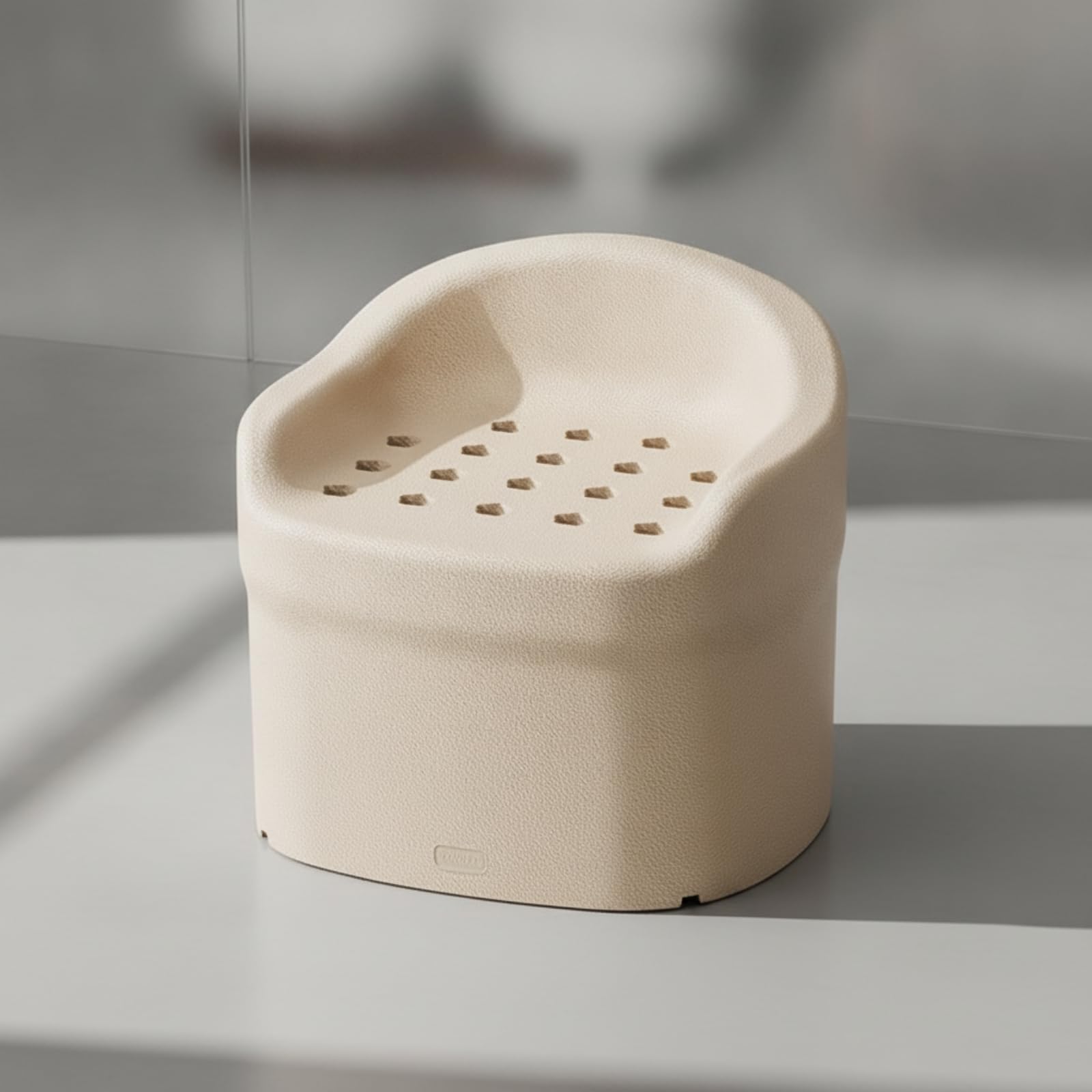 Sgabello da Doccia con Schienale Impermeabile Sgabello da Bagno con Schienale Antiscivolo Sedia Doccia Fori di Drenaggio per le Persone Anziane, Grigio