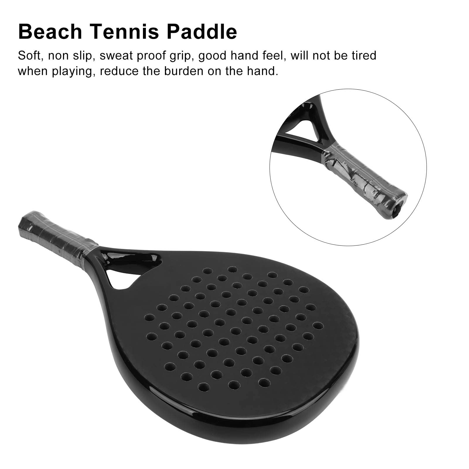 Full Carbon Fibre Beach Tennis Paddel mit Eva -Schaumkern für Hochleistungsschläge und Komfortable Kontrolle für Beachtennis -Enthusiasten Schwarz