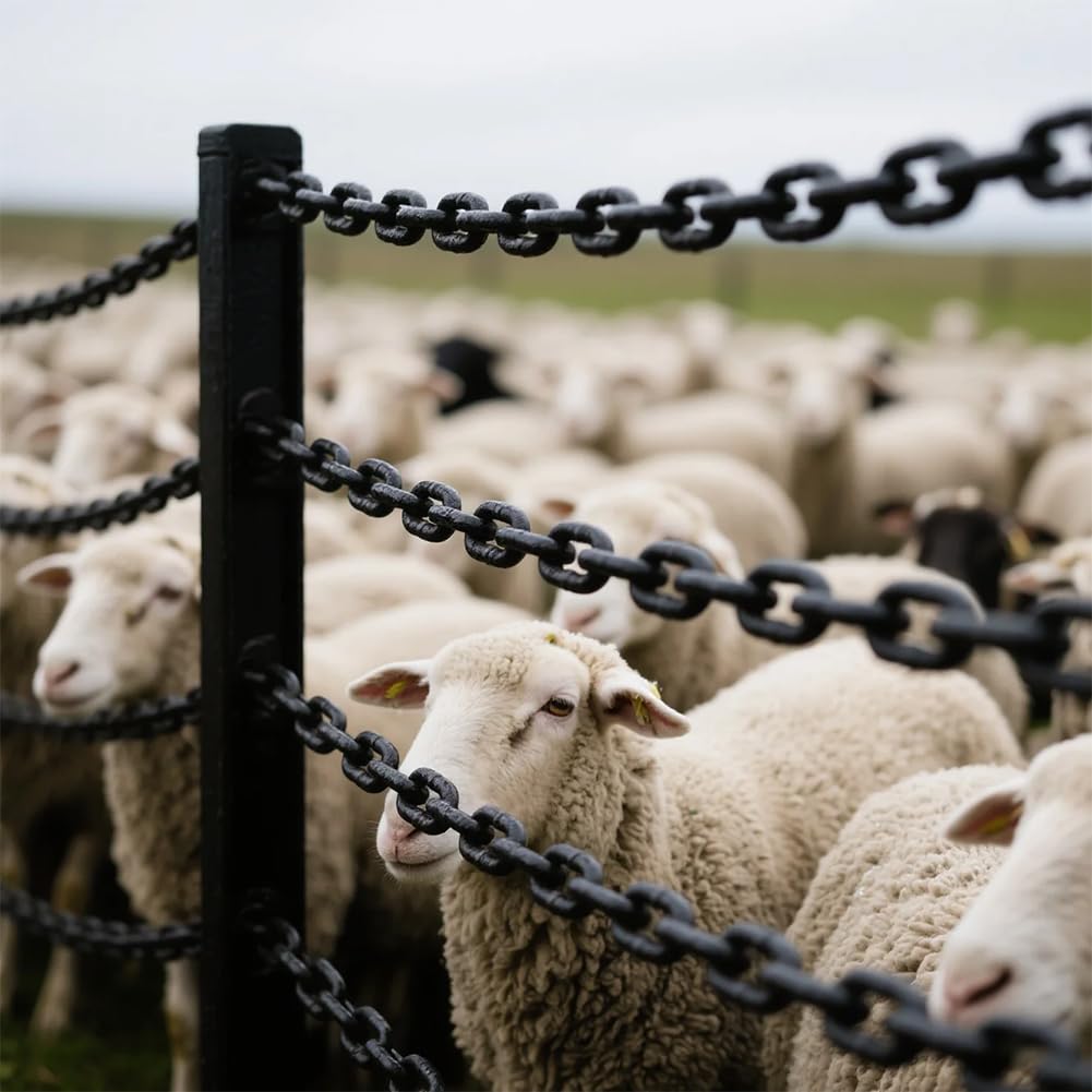 Chaîne en Acier au Carbone de 6 m, 3 mm - Chaîne Noire, Chaîne en acier robuste, chaîne de sécurité, chaîne à maillons noire pour guirlande lumineuse, chaîne pour chien, chaînes de délimitation