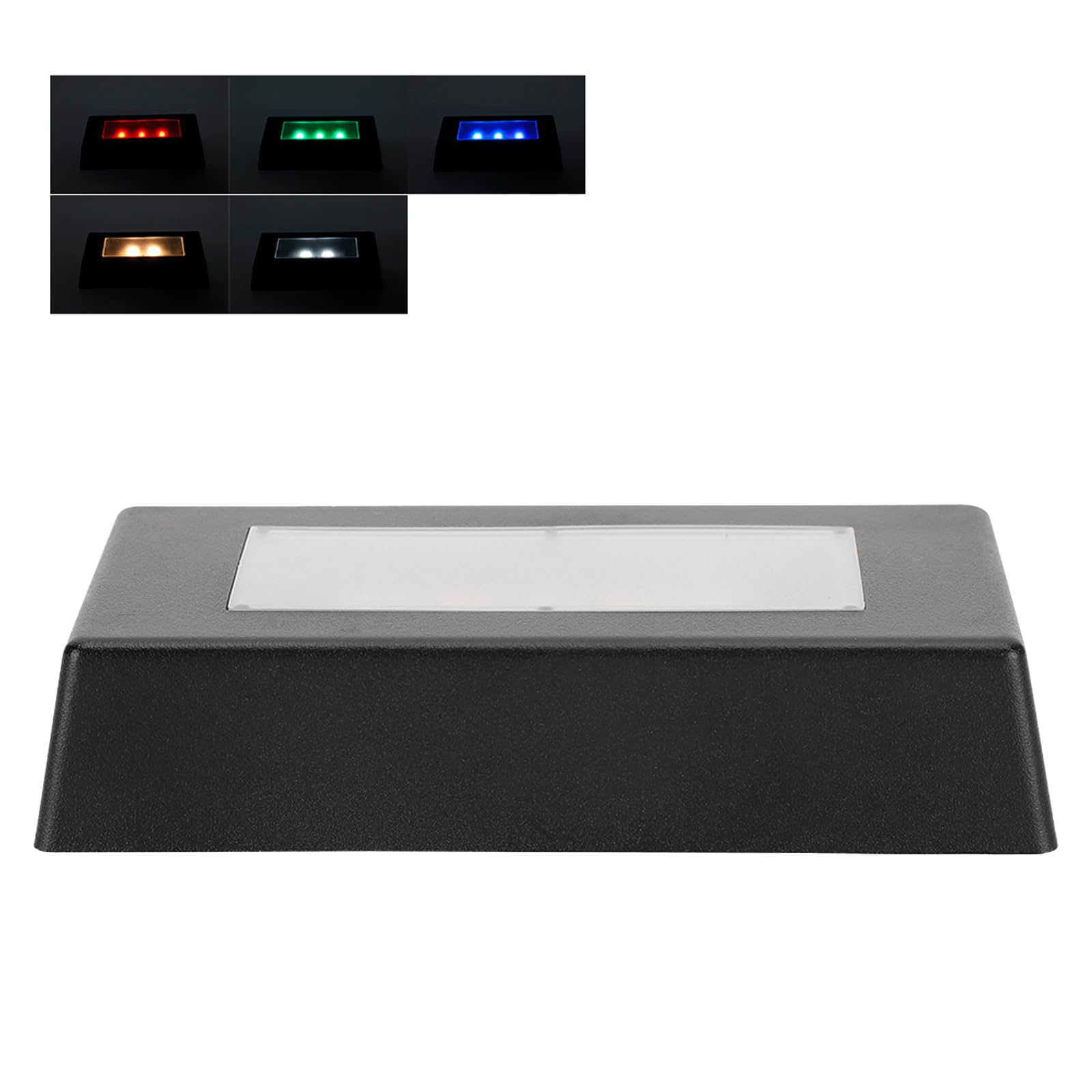 Watris Veiyi 7 Color LED Display Base, Color Changing Light Stand for Crystal Display Jewelry Glass Art, 3D Crystal Light Base, Rectangle Display Stand with USB Cable