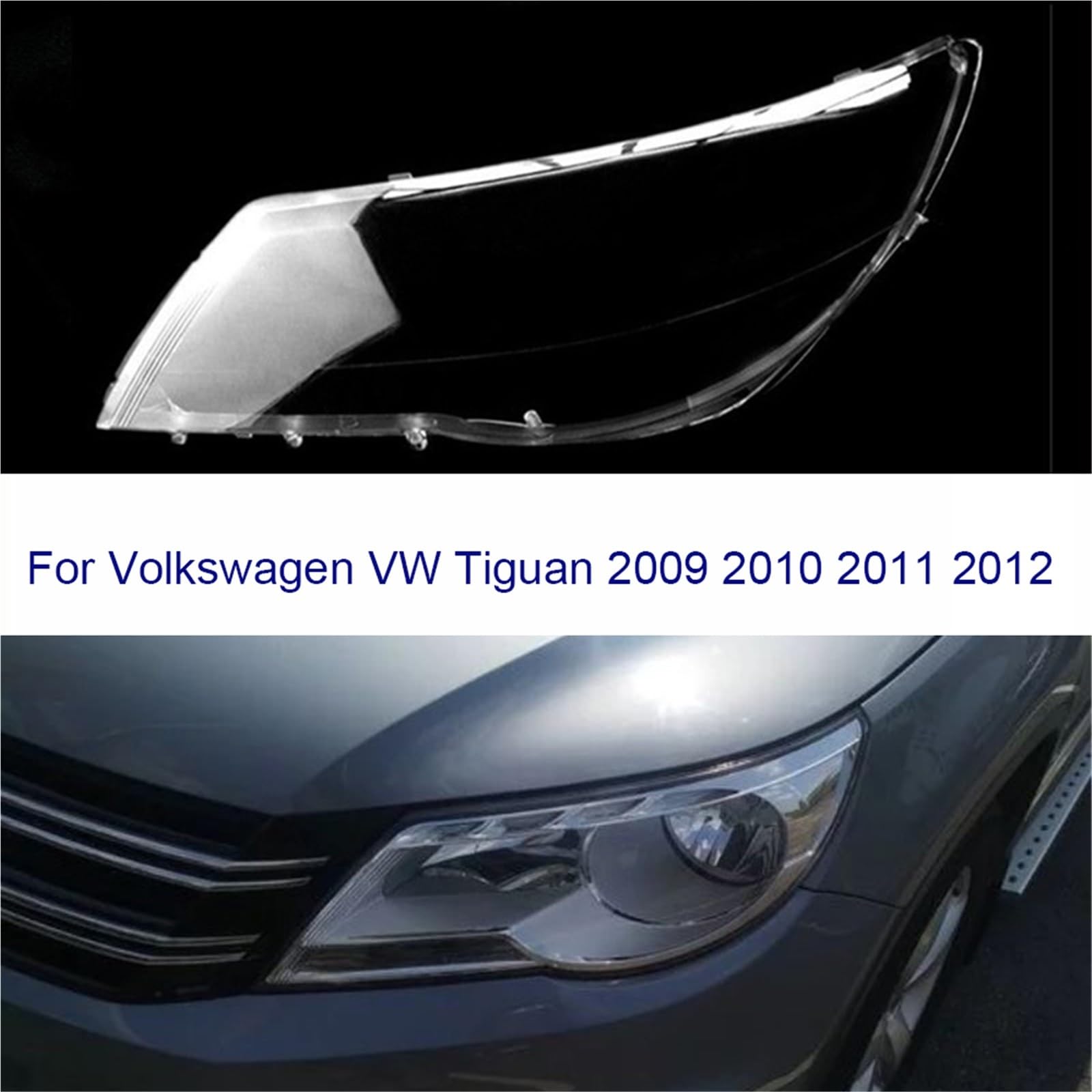 Nakładki na lampy samochodowe Osłona reflektora przedniego Przezroczysty klosz reflektora pasuje do Volkswagen VW Tiguan 2009 2010 2011 2012 lampa przezroczysty klosz(1pcs Right)