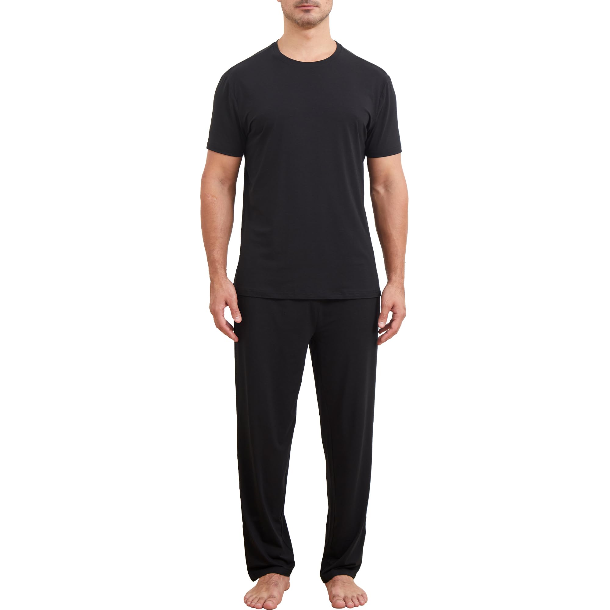 netdrawMen's Ultra Soft Bamboo Viscose Pajama Sets Lightweight Comfy Lounge Sleep Short Sleeve Pjs Sleepwear