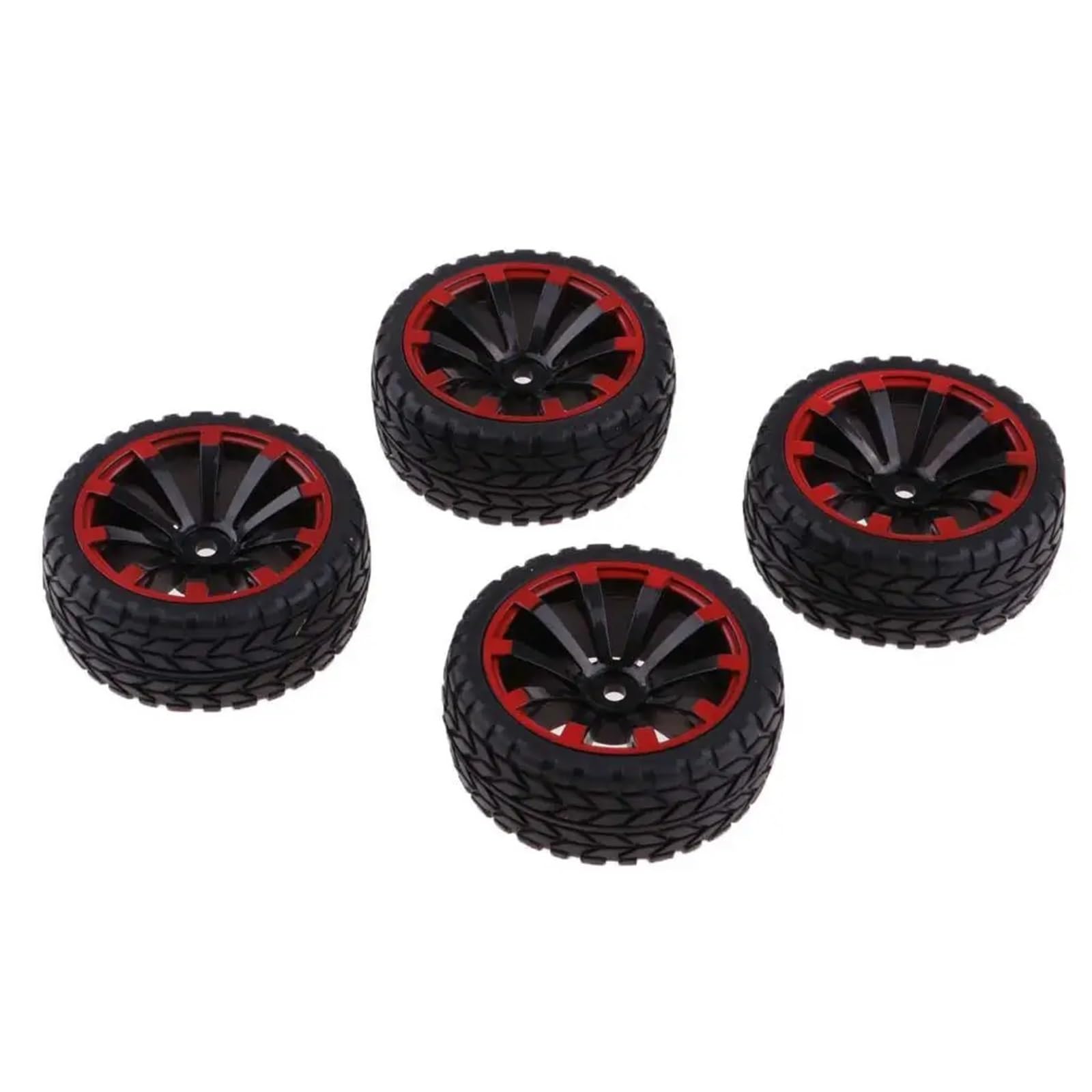 para HSP para HPI para Racing 1/10 Neumáticos Llanta Goma 12mm Hexagonal Rojo Negro 65mm Ancho Conjunto RC Coche Vehículos Todoterreno Camiones sobre Orugas RC Coche NeumáTico Piezas
