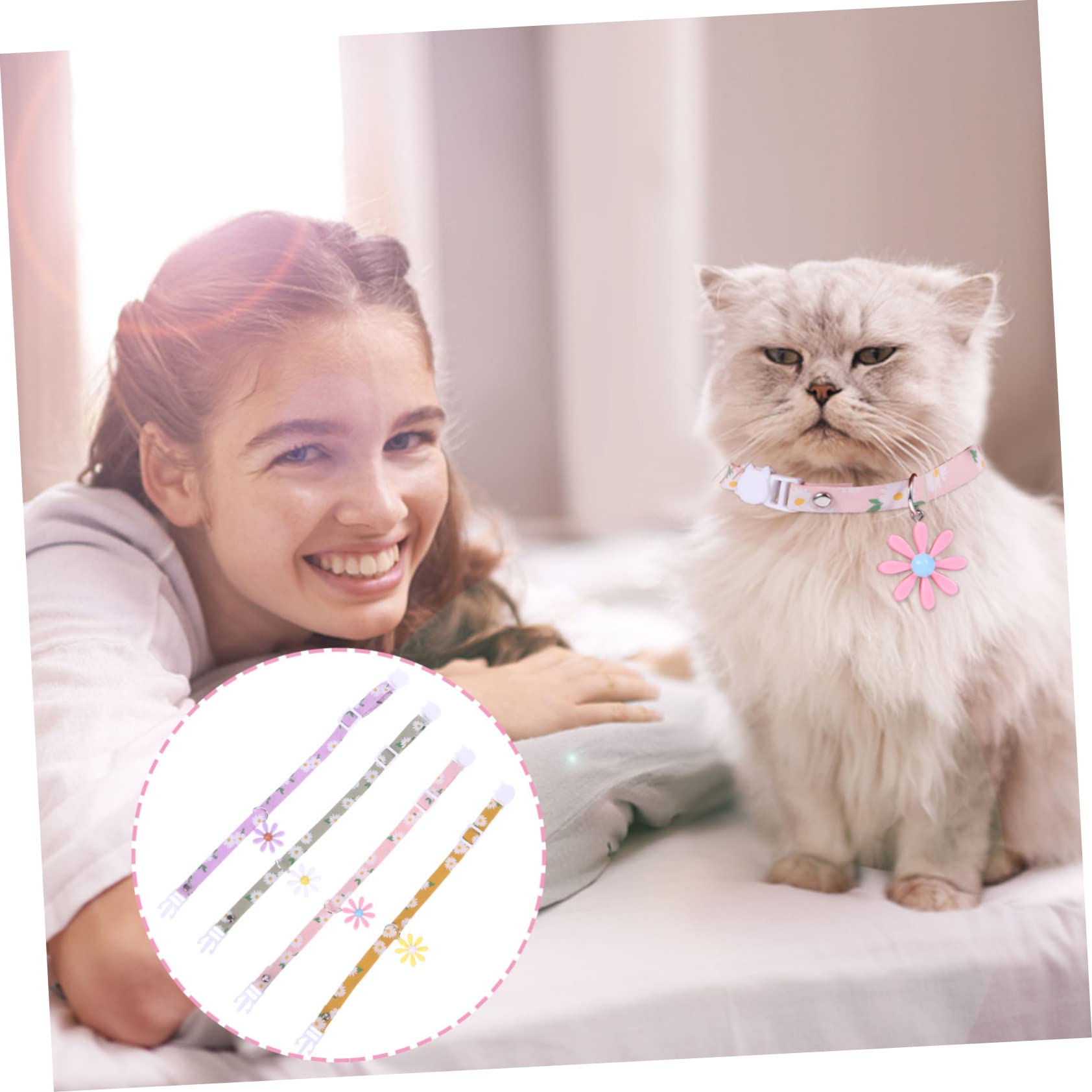 INOOMP 12stücke Verstellbares Katzenhalsband Mit Blumenanhänger Teiliges Set Für Katzen Und Kätzchen Für Alltag Und Farben Erhältlich Grün Gelb
