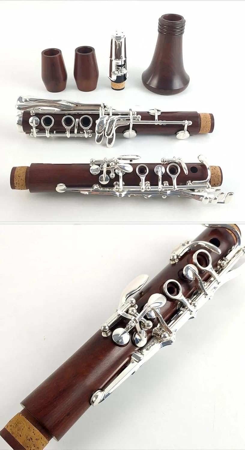 Bb Key Rosewood Clarinet Silver Plated 18 Keys Professional Clarinet