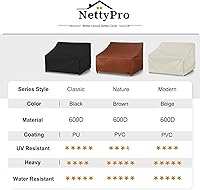 Vista 6 de NettyPro Funda para Sofá Loveseat de Patio Impermeable de Servicio Pesado para Muebles de Exterior Sofá de 2 Plazas, 54" An x 32" Pr x 35" Al, Marrón