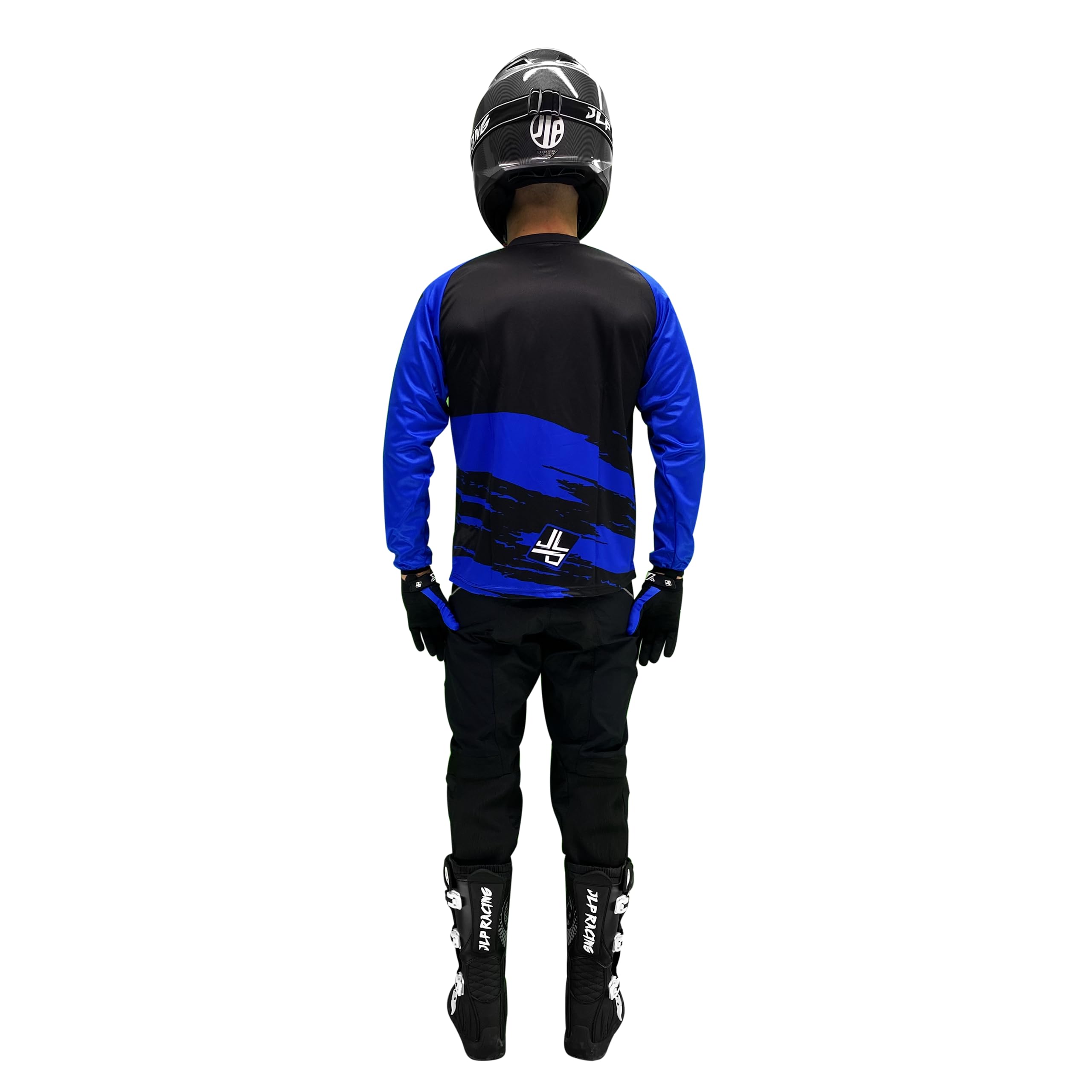 JLP RACING Tenue Enfant Pantalon Maillot Gants Moto Cross Quad Enduro VTT BMX MTB Taille Enfant 8 9 Ans Snatch Bleu L