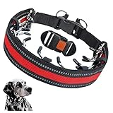 No Pull Adjustable Dog Training Collar for Small, Medium, Large and Extra Large Dogs. with a Quick Release Buckle by the Gadget Shack Shop (Red with Reflective Strip), Medium (14"-18")