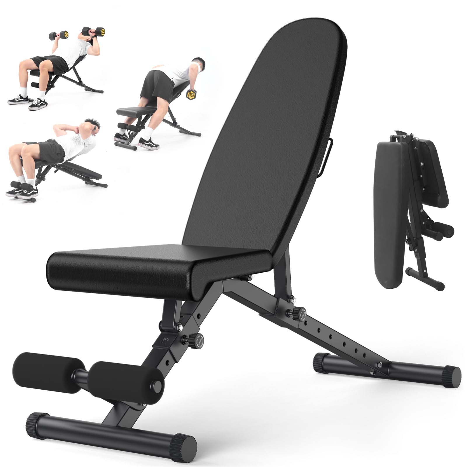 Weight Bench, 900LBS Adjustable Strength Training Bench for Full Body Workout With Fast Folding, for Home Gym