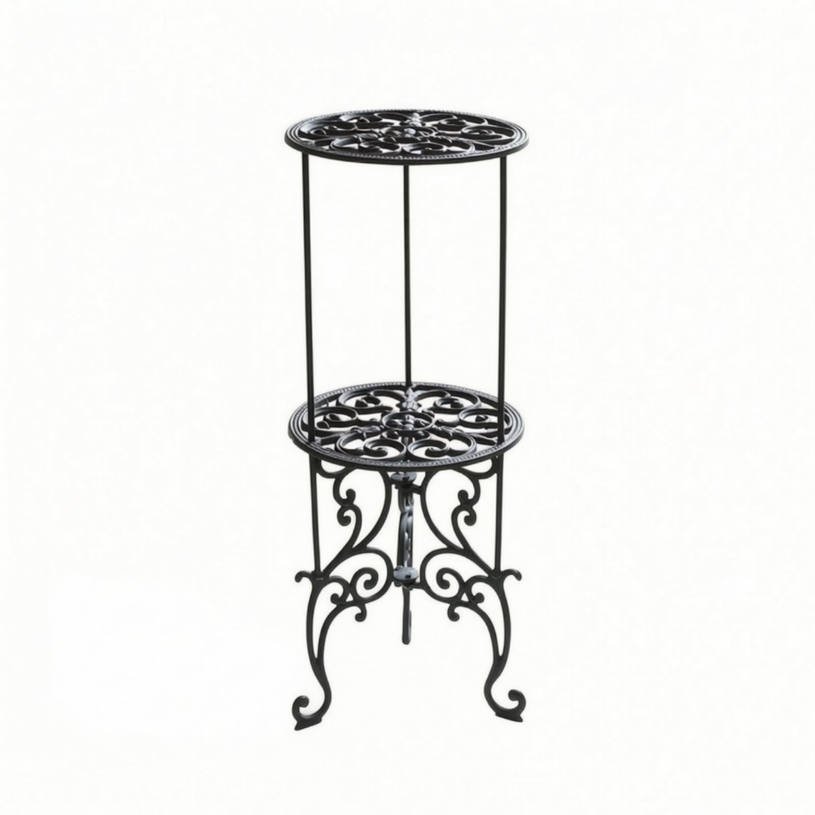 MagiDeal Meuble Présentoir à Plantes Antique avec , Support De Pot De Fleurs En Fer Forgé - Support De Fleurs À Deux Niveaux