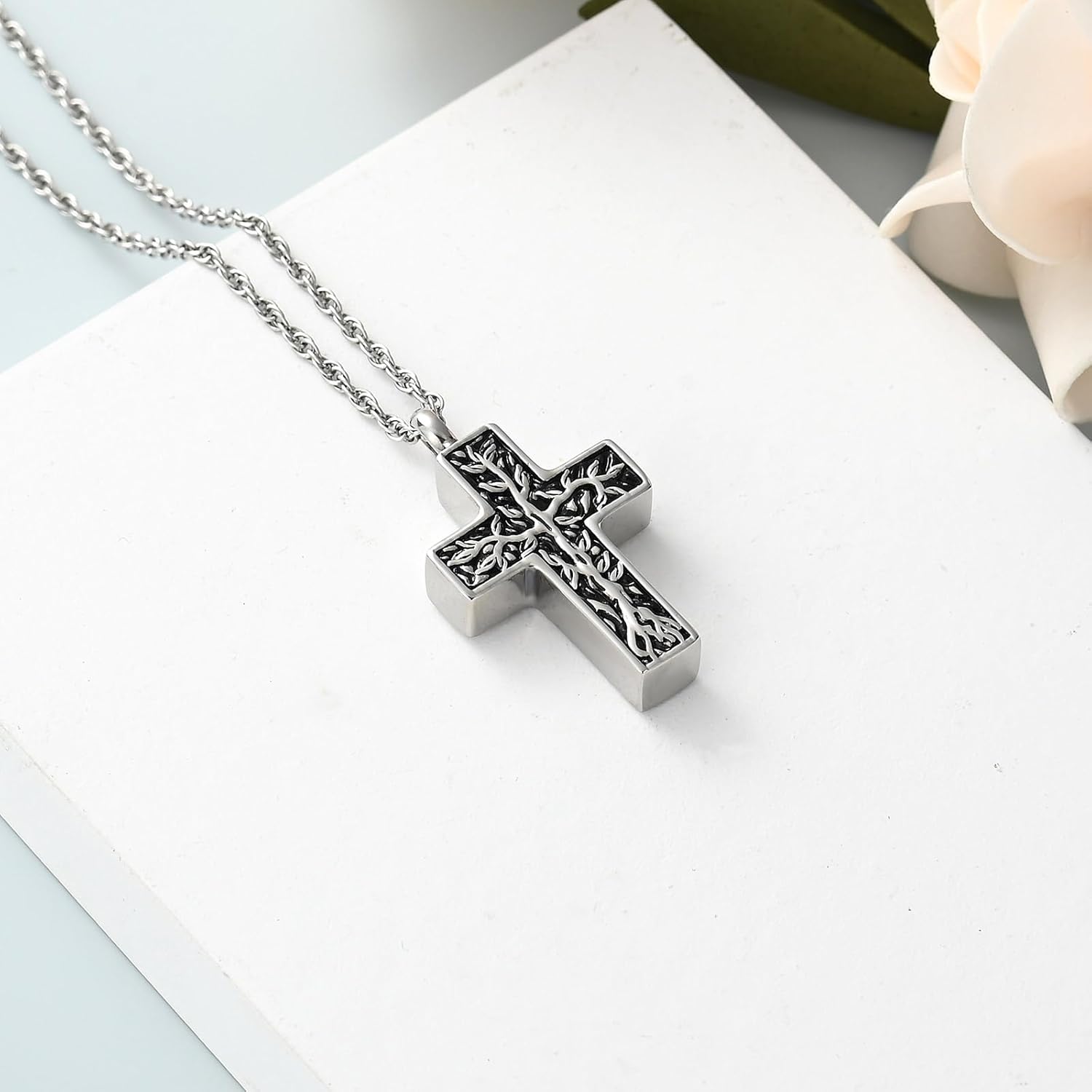 shajwo Tree of Life Cross Cremation Jewelry Urn Necklaces for Ashes for Women Men Memorial Human Ashes Pendant - Image 4