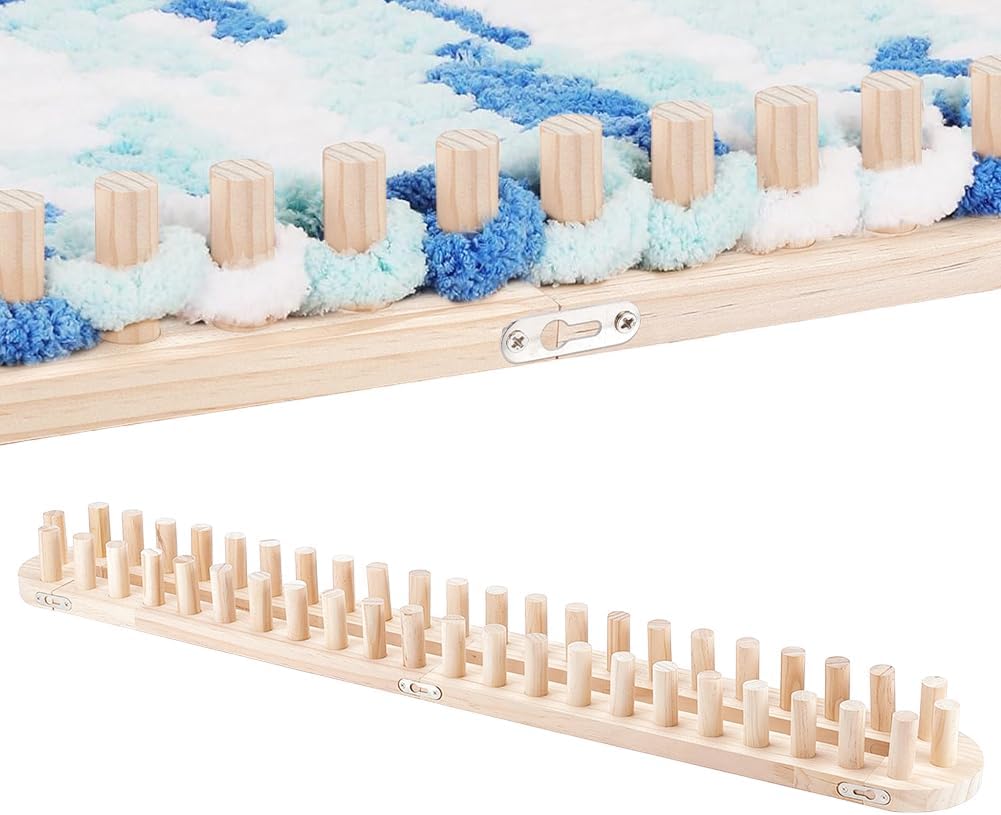 UNICRAFTALE 47" Wooden Loom Frame for DIY Throw Blankets Foldable & Portable DIY Chunky Knit Blanket Loom for Beginners and Home Decoration Gift for Crafts Lover