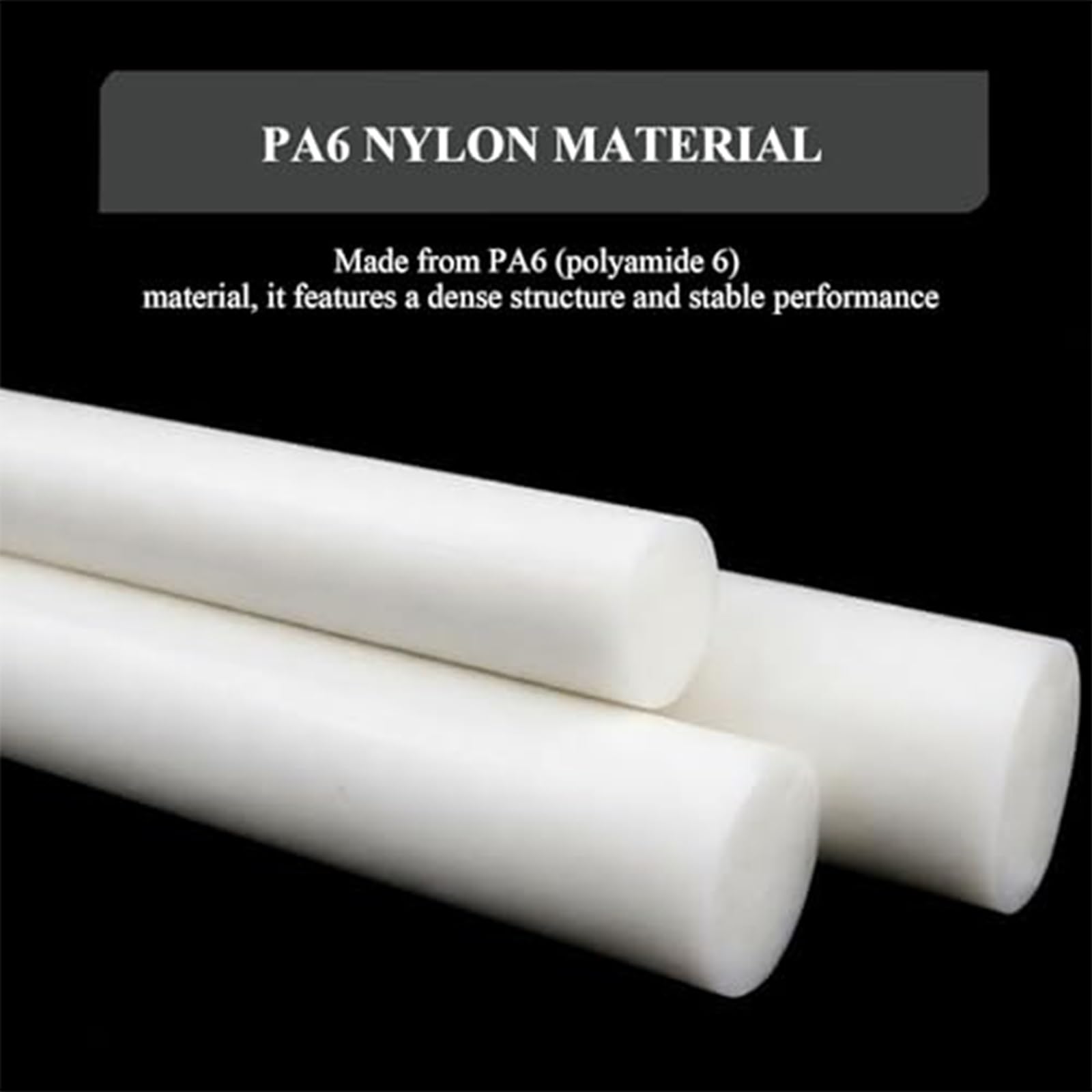 Tige Ronde PA6 Nylon 50-60mm Diam x 300mm L Blanche Haute Résistance Anti-corrosion(Diameter 60mm)