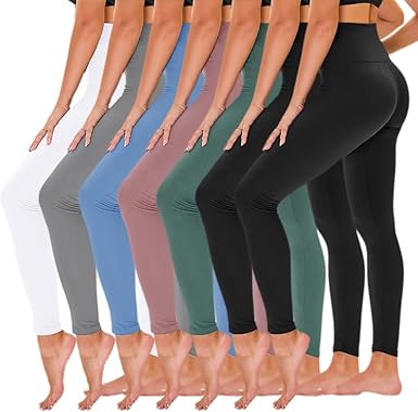 TNNZEET 7 Pack Leggings for Women - High Waisted Yoga Pants with Pockets Black Leggings Women Full Length & Capri