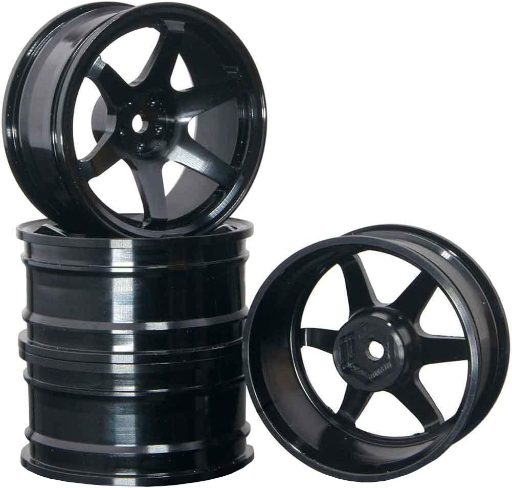 4PCS Aluminium Alloy RC Wheel Hub Rims 52mm for 1/10 On-Road Drift Car HSP Tamiya HPI Kyosho Sakura (Black)