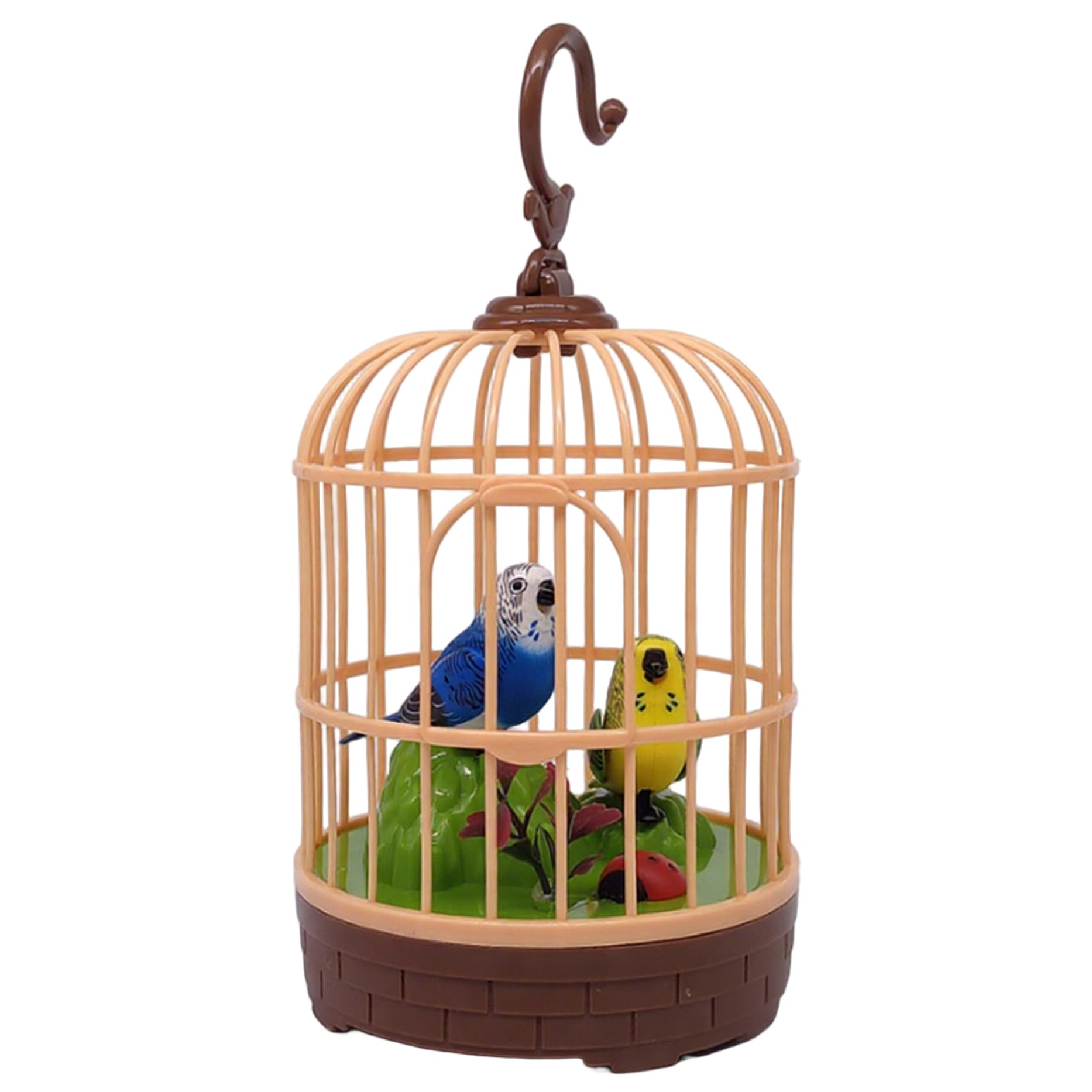 Otbushit Talking Bird Toy, Singing Sound-Activated Bird Toy Electric Moving Realistic Parrot in Cage with Light for Room