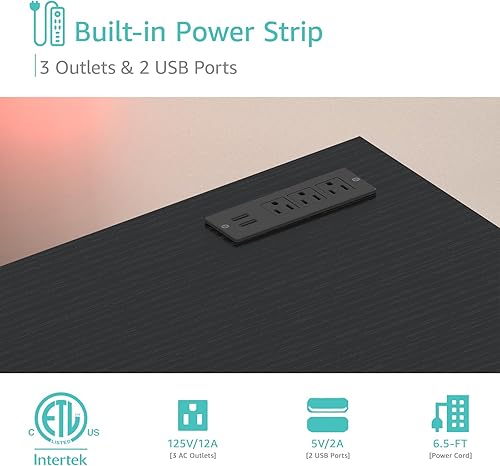 Miniatura 33 de Lufeiya Escritorio para computadora de 40 pulgadas con toma de corriente, mesa de estudio para adolescentes de 39 pulgadas, escritorio de trabajo en