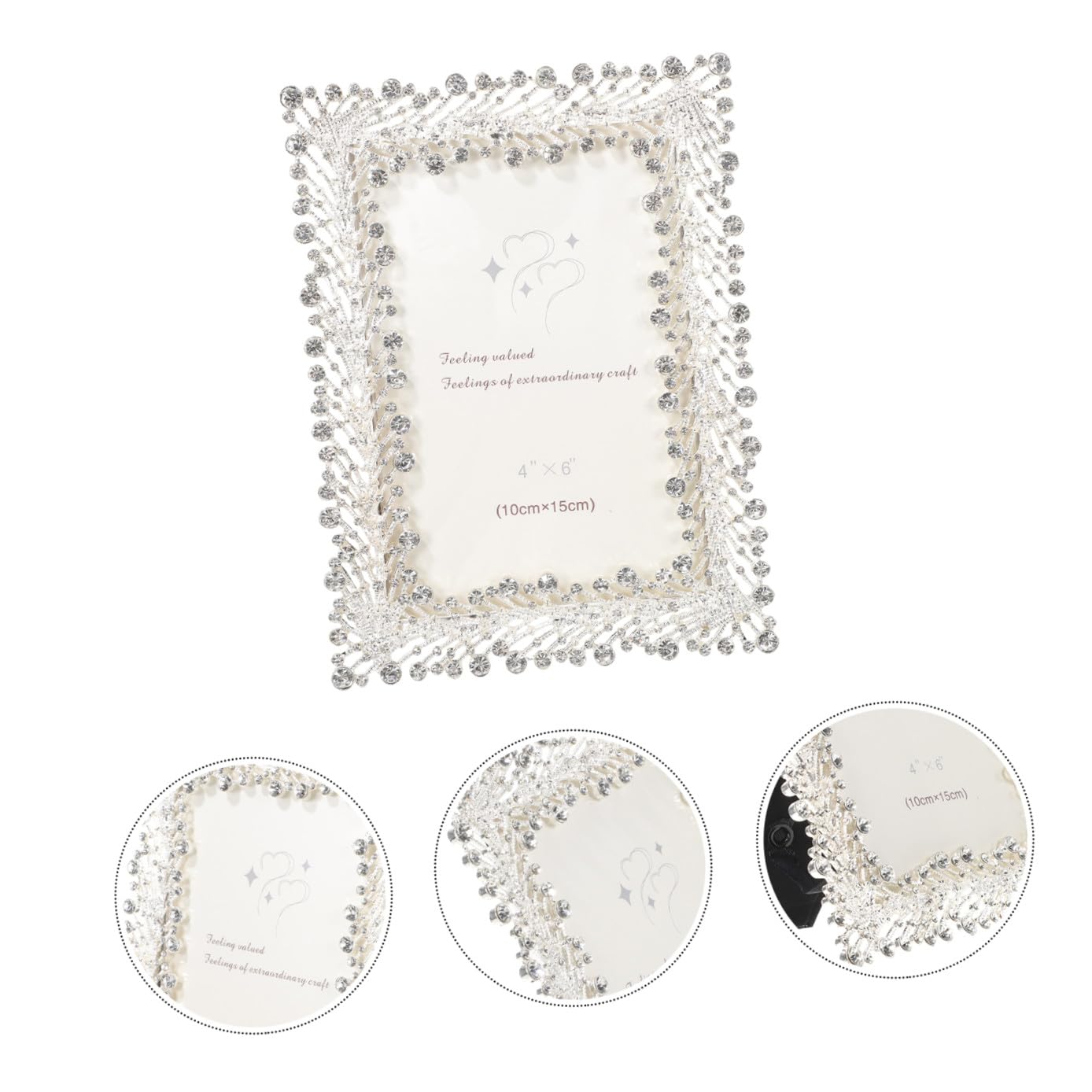 Strass Fotorahmen aus Zinklegierung und Glas für Hochzeitsfotos | Tischdeko für Shop und Wohnzimmer, Dekorativ, Schützt Aufnahmen, Einzigartiges Design in Schicker Eleganz