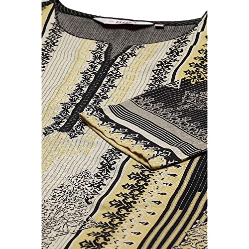 Image of BIBA Women White Viscose Printed Kurta